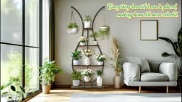 Vase Shape Tall Planter Display Rack Metal Garden Plant Stand with 5 Tiers and Hangers