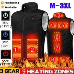 Men USB Infrared 9 Heating Areas Vest Jacket Women Winter Warmer Electric Heated Vest Waistcoat For Sports Skiing Hiking M~XXXL