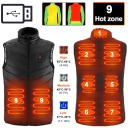 Men USB Infrared 9 Heating Areas Vest Jacket Women Winter Warmer Electric Heated Vest Waistcoat For Sports Skiing Hiking M~XXXL