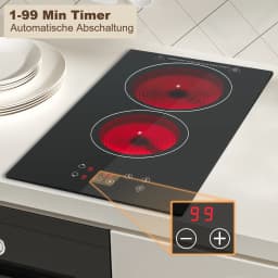 KICHPOWER 2 Plate with Plug Touch Control Glass Ceramic Hob