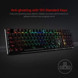 Redragon K556 RGB LED Backlit Wired 104 Keys Hot-Swap Noise Absorbing Foams Mechanical Gaming Keyboard