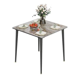 Rectangular Dining Modern Dining Desk Table Furniture with Natural Texture Sintered Stone Top Metal Frame for Dining Room