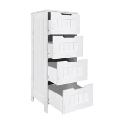 4 Drawers Bathroom Storage Cabinet, PVC Material, Free Standing, Waterproo and Oil Resistant, Easy to Install, 30x30x81 cm White