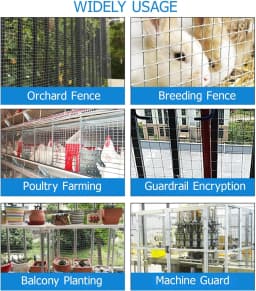 DayPlus Galvanized Welded Wire Mesh Gauze Welded Wire Mesh No Rust Mesh Hot-dipped for Chickens, Rabbits, Dogs, Building tools
