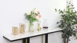 Delicate Texture Marble Console Table Living Room Bedroom Narrow Long Sofa Table Hall Display Stand Black Gold