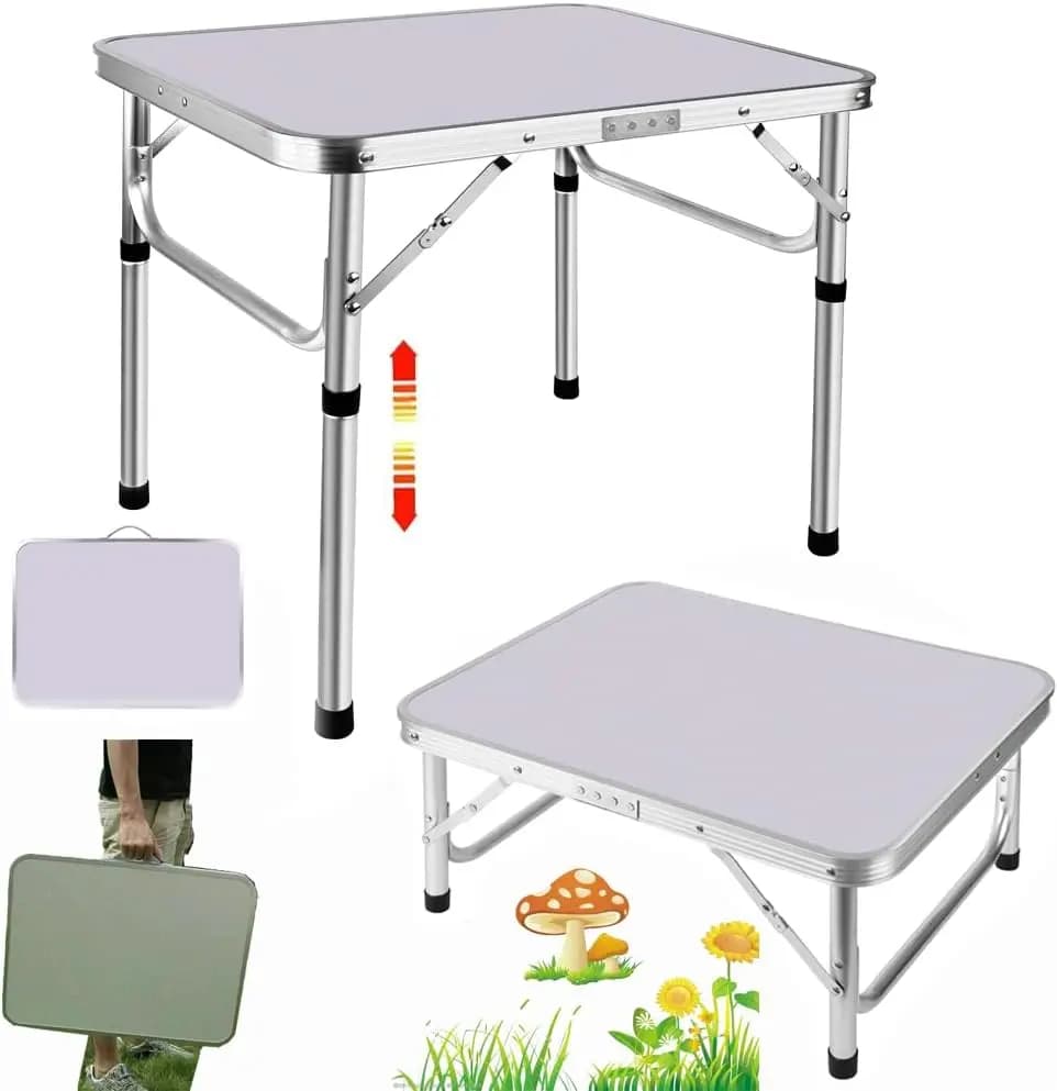 Foldable Camping Table,Portable Picnic Table for Indoor/Outdoor,Balcony,Market,Kitchen,Work,2 Heights 20cm/56cm,Size: 60x45cm