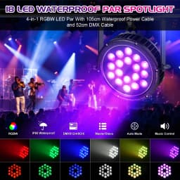 U'King 4PCS IP65 Waterproof Flat Stage Light 18 LED Par Light RGBW DMX512 Effect DJ Disco Party Christmas Bar Wedding Show Light