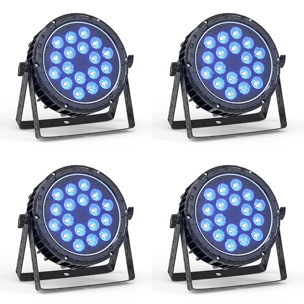 U'King 4PCS IP65 Waterproof Flat Stage Light 18 LED Par Light RGBW DMX512 Effect DJ Disco Party Christmas Bar Wedding Show Light