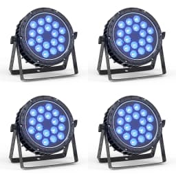 U'King 4PCS IP65 Waterproof Flat Stage Light 18 LED Par Light RGBW DMX512 Effect DJ Disco Party Christmas Bar Wedding Show Light