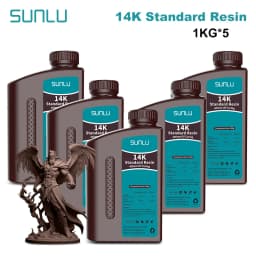 SUNLU 5KG ABS-Like/ Standard / Water-Wash/ 14K High Precision Resin 405nm Rapid UV-Curing Photopolymer Resin 1KG/Bottle