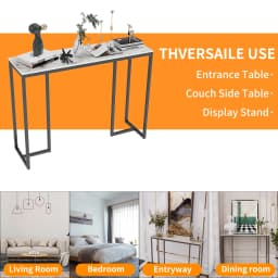 Marble Console Table Modern Accent Side Stand Sofa Entryway Hall Furniture Storage Display Table Metal Frame
