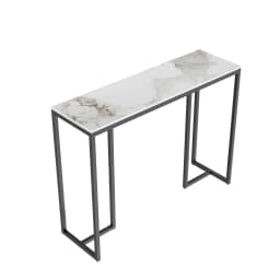 Marble Console Table Modern Accent Side Stand Sofa Entryway Hall Furniture Storage Display Table Metal Frame