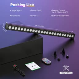 Gwong 150W RGB 24PCS LEDs Wall Washer Light Stage Effect Lighting with Remote Controller DMX Sound Mode for Pub Concert Party