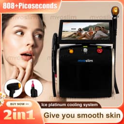 Professional 2 IN 1 Portable 808nm Diode La Hair Removal Machine Picosecond Tattoo Removal Ice Platinum Cooling Beauty Equipment