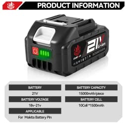 ONEVAN Rechargeable Lithium Ion Battery 15000mah Li-lon Battery Electric Chainsaw Wrench Power Tool For Makita 18V Battery Pin