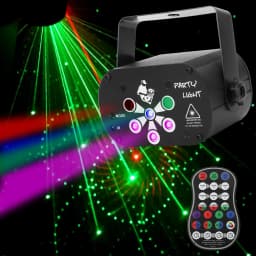 Gonwg RG Laser+RGB+UV LED 6-hole Laser Light Effect Lighting DMX512 Auto Sound Control Stage Light for DJ Club Show Party Light