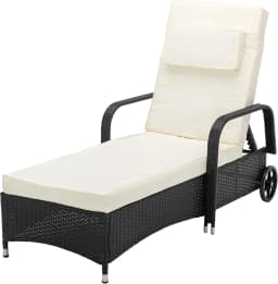 mcc direct 3 Pieces Rattan Sun Lounger Bed Recliner Outdoor Garden Chair & Side Table Set Venice