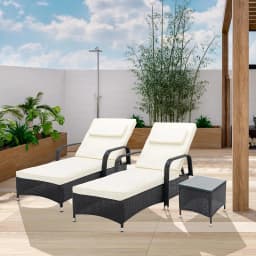 mcc direct 3 Pieces Rattan Sun Lounger Bed Recliner Outdoor Garden Chair & Side Table Set Venice