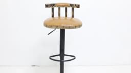 2X Industrial Leather Bar Stools 360° Swivel Adjustable Kitchen Breakfast Pub Chairs Vintage Wood Backrest