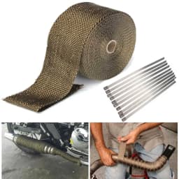 20M Titanium Gold Heat Wrap Tape Exhaust Insulating Downpipe Manifold + 10 Ties