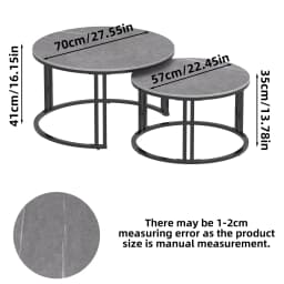Circle Nesting Coffee Table Set of 2, Modern Chic Round Nested Center Coffee Table with Sinter Stone-top Stacked Sofa Side Table