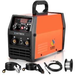 HITBOX MIG Welding Machine 220V 50/60Hz HBM1200 3 in 1 Semi-Automatic Inverter Welder Large Display ARC/MIG/Lift TIG Gasless Soldering Outdoor Home Welder for Carbon Steel Stainless Steel