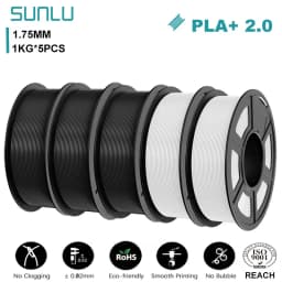 SUNLU Mix-Color 5Roll PLA/PLA PLUS 2.0 Filament 1.75mm 1kg Spool (2.2lbs) Neatly Wound Filament Fit Most FDM Printer