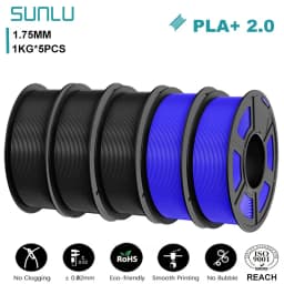 SUNLU Mix-Color 5Roll PLA/PLA PLUS 2.0 Filament 1.75mm 1kg Spool (2.2lbs) Neatly Wound Filament Fit Most FDM Printer