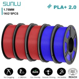 SUNLU Mix-Color 5Roll PLA/PLA PLUS 2.0 Filament 1.75mm 1kg Spool (2.2lbs) Neatly Wound Filament Fit Most FDM Printer