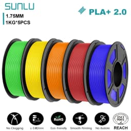 SUNLU Mix-Color 5Roll PLA/PLA PLUS 2.0 Filament 1.75mm 1kg Spool (2.2lbs) Neatly Wound Filament Fit Most FDM Printer