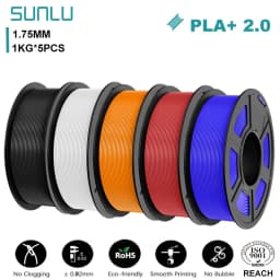 SUNLU Mix-Color 5Roll PLA/PLA PLUS 2.0 Filament 1.75mm 1kg Spool (2.2lbs) Neatly Wound Filament Fit Most FDM Printer