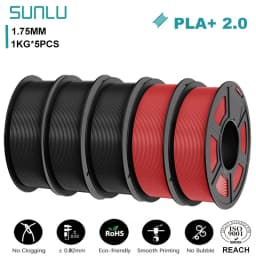 SUNLU Mix-Color 5Roll PLA/PLA PLUS 2.0 Filament 1.75mm 1kg Spool (2.2lbs) Neatly Wound Filament Fit Most FDM Printer