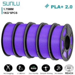 SUNLU Mix-Color 5Roll PLA/PLA PLUS 2.0 Filament 1.75mm 1kg Spool (2.2lbs) Neatly Wound Filament Fit Most FDM Printer