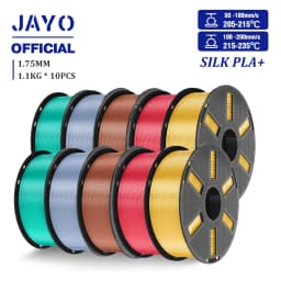 JAYO 10Rolls SILK PLA+ 3D Filament 1.75mm SILK PLA Rainbow Filament for FDM 3D Printer SILK Dual & Triple 3D Printing Materials
