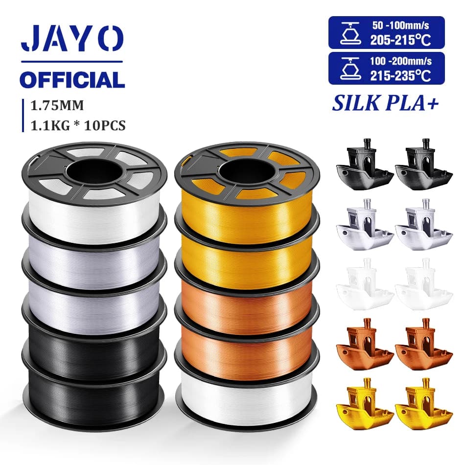 JAYO 10Rolls SILK PLA+ 3D Filament 1.75mm SILK PLA Rainbow Filament for FDM 3D Printer SILK Dual & Triple 3D Printing Materials