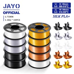 JAYO 10Rolls SILK PLA+ 3D Filament 1.75mm SILK PLA Rainbow Filament for FDM 3D Printer SILK Dual & Triple 3D Printing Materials