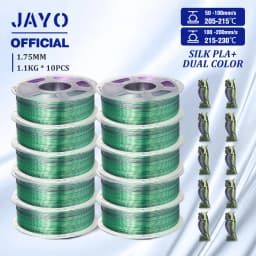 JAYO 10Rolls SILK PLA+ 3D Filament 1.75mm SILK PLA Rainbow Filament for FDM 3D Printer SILK Dual & Triple 3D Printing Materials