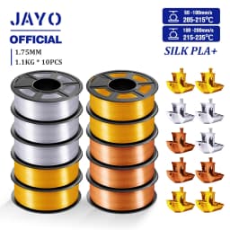JAYO 10Rolls SILK PLA+ 3D Filament 1.75mm SILK PLA Rainbow Filament for FDM 3D Printer SILK Dual & Triple 3D Printing Materials