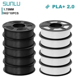 SUNLU 10KG PLA+2.0 3D Printer Filament Tougher and Stronger PLA Plus Filament 1000G/Roll 1.75mm 3D Filament Fit for FDM 3D Print