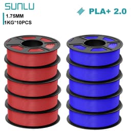 SUNLU 10KG PLA+2.0 3D Printer Filament Tougher and Stronger PLA Plus Filament 1000G/Roll 1.75mm 3D Filament Fit for FDM 3D Print
