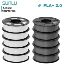 SUNLU 10KG PLA+2.0 3D Printer Filament Tougher and Stronger PLA Plus Filament 1000G/Roll 1.75mm 3D Filament Fit for FDM 3D Print