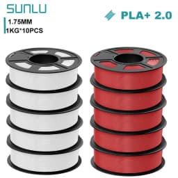 SUNLU 10KG PLA+2.0 3D Printer Filament Tougher and Stronger PLA Plus Filament 1000G/Roll 1.75mm 3D Filament Fit for FDM 3D Print