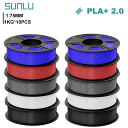 SUNLU 10KG PLA+2.0 3D Printer Filament Tougher and Stronger PLA Plus Filament 1000G/Roll 1.75mm 3D Filament Fit for FDM 3D Print
