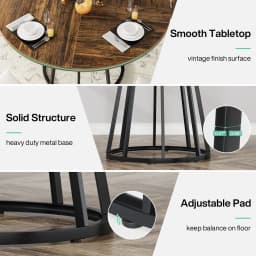 Tribesigns Round Dining Table for 4 People, Circle Dining Room Table with Metal Base, 47.2-Inch Round Kitchen Dinner Table