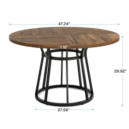 Tribesigns Round Dining Table for 4 People, Circle Dining Room Table with Metal Base, 47.2-Inch Round Kitchen Dinner Table