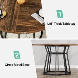 Tribesigns Round Dining Table for 4 People, Circle Dining Room Table with Metal Base, 47.2-Inch Round Kitchen Dinner Table