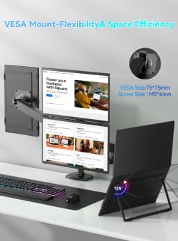 UPERFECT Delta 18.5" 100Hz Dual Portable Monitor for Laptop Screen Extender 1080P HDR 360° Folding Stacked Triple Monitor VESA