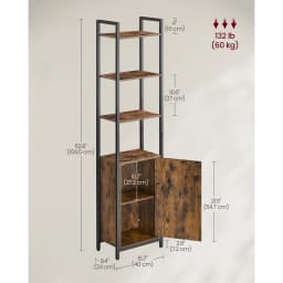 VASAGLE 6-Tier Bookcase, Tall Bookshelf with Door, Metal Frame, Adjustable Shelves, 24 x 40 x 159.5 cm