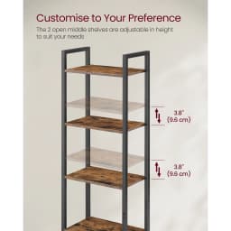 VASAGLE 6-Tier Bookcase, Tall Bookshelf with Door, Metal Frame, Adjustable Shelves, 24 x 40 x 159.5 cm