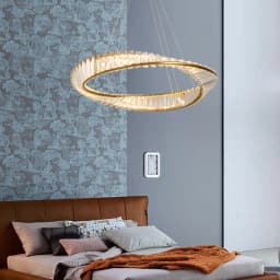 Crystal Circle Pendant Light Modern Indoor Lighting Ceiling Chandeiler Lamp Living Room LED Tricolored Hanging Lamps Luxury Flus